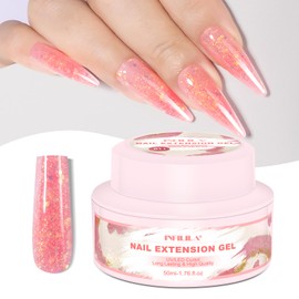 NXJ INFILILA Poly Nail Gel Builder Gel for Nails, 50ml Hot Pink Poly Nail Gel Colors, Hema-Free Glitter Poly Nail Gel, Nail Extension Gel Professional Salon UV/LED Nail Lamp Required