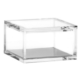 OfficeGoods Acrylic & Silver Odds & Ends Box - Office or Home Accessory - Perfect Container for Storage or for Display - An Elegant Addition to Your Desk, Kitchen or Vanity (Small)