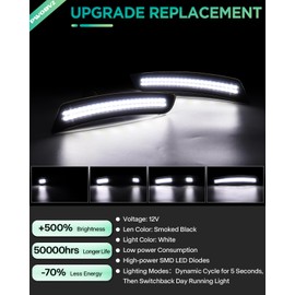 LED Side Marker Lights for Chevy Camaro 2016 2017 2018 2019 2020 2021 2022 2023, Smoked Lens Front Rear Bumper LED Sidemarker Dynamic white, Pack of 4