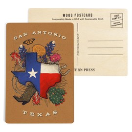 San Antonio, Texas, State Treasure Trove (4x6 Birch Wood Postcards, 2-Pack Stationary, Rustic Home Wall Decor)
