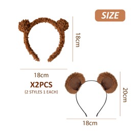 WUFGWBD 2 Pieces Of Bear Headbands, Cute Plush Headbands, Cosplay Headbands, Face Wash Headbands, Party Photo Props