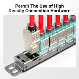 AMPCOM 24 Port Blank Keystone Patch Panel - Half U (0.5U) 19-inch Rackmount or wallmount Unloaded Modular Panel with Metal Rear Cable Management Bar for UTP/STP RJ45 Network, HDMI and USB