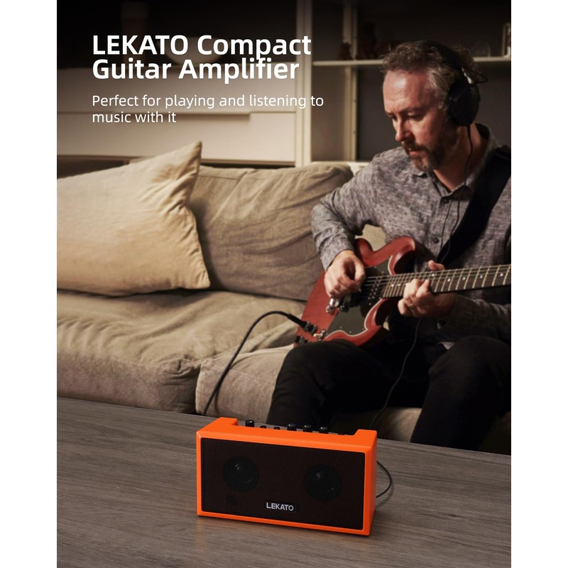 LEKATO Mini Guitar Amplifier with Clean Overdrive Effects 5W Portable