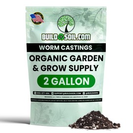 BuildASoil Worm Castings for Gardening - Vermicompost Organic Fertilizer for Lawns - Ensures Larger Plants & More Vegetables - Natural Earthworm Castings for Plants (1 Cubic Foot/Bag) (2 Gallon)