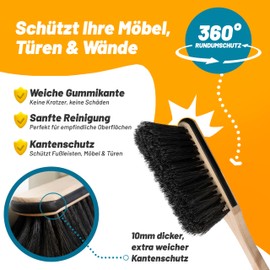 ORGAFLIX 2 Stück Premium Handfeger Rosshaar mit Kantenschutz, extra staubbindend durch hochwertige Rosshaarmischung, Handbesen ohne Besen, Hand-Rosshaarbesen, Hand-Kehrbesen, Made in Germany