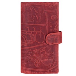 Oak Leathers Checkbook Cover Slim Minimalist For Men with RFID Blocking Credit Card Holder Wallet (Egyptian Red)