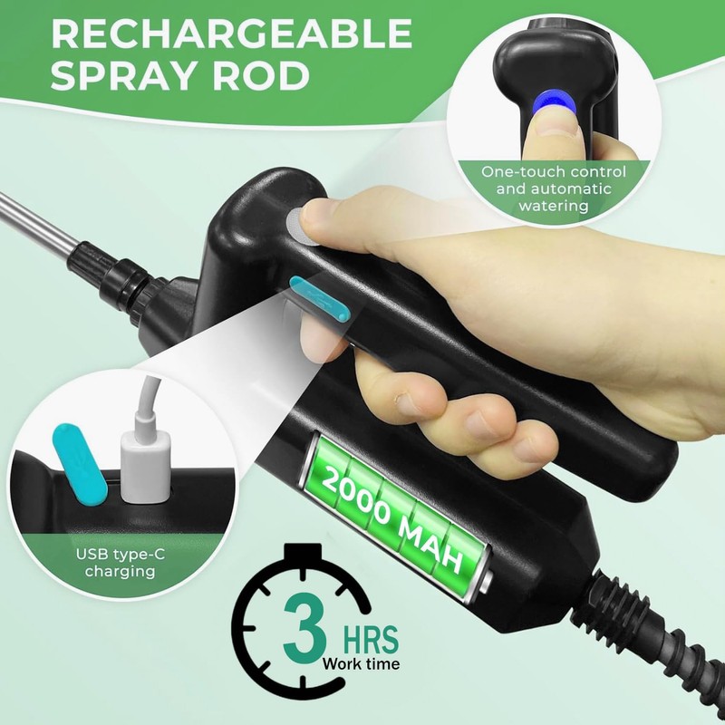 Battery Powered Sprayer Wand,Electric Plant Sprayer Telescopic Watering Wand with