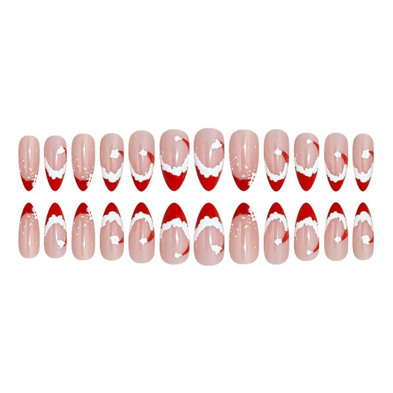 24pcs Christmas Press On Nails Medium Almond Fake Nails Santa