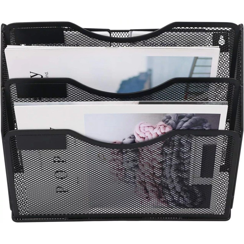 EasyPAG 3 Tier Black Mesh Wall File Organizer Durable Metal