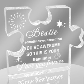 Bestie Gift, Meaningful Friendship Gifts for Women Coworker, Bestie Presents for Sister, Best Friend Ever Sign, Birthday Puzzle Gift for Friends, Acrylic Plaque Gifts with Grateful Sayings