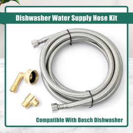 11051476 Dishwasher Water Supply Hose Compatible With Bosch SHXM78W55N SHP78CM5N SHX78CM5N Installation Connection Kit 5FT with 90° Elbow Fitting Replace SMZSH1ABUC SMZSH002UC 11023835 PS16876814