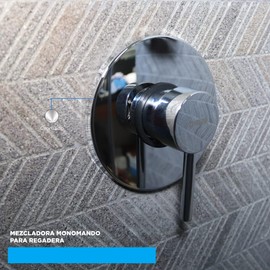 Mezcladora Cromada Monomando para Regadera (Diseño Redondo Monomando) GRATIS Toallita Limpiadora