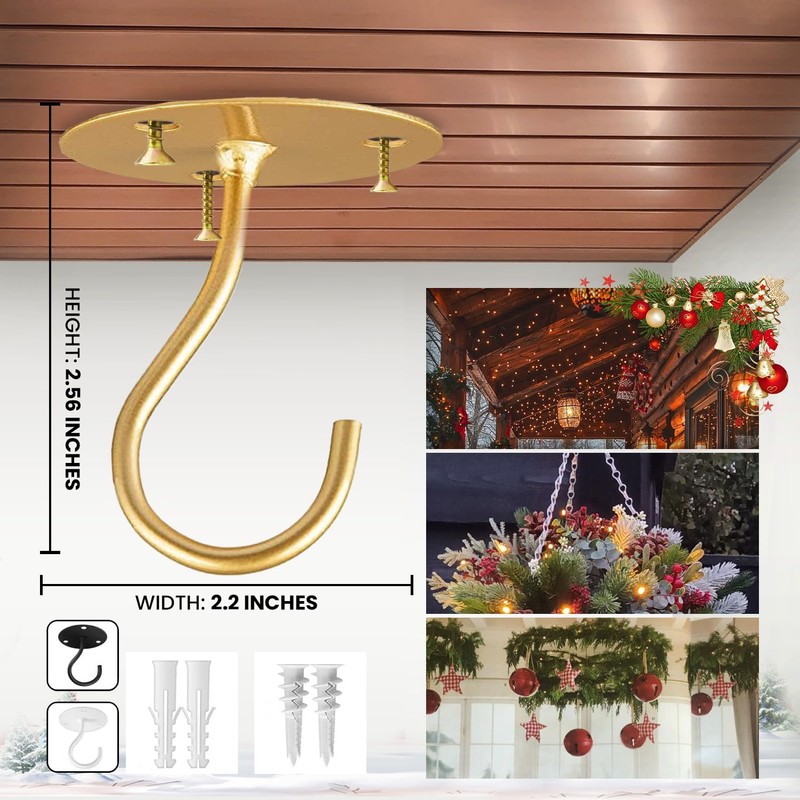 Etoolia Ceiling Hooks for Hanging Plants- 4pcs 2.56 inches Heavy