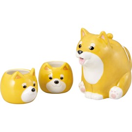 SAN4576 Cute Tableware Shiba Inu Oyako Tea Set, Teapot & Tea Cup 2 Pieces, Pot: 7.1 x 5.5 inches (18 x 14 cm), 500 cc, Cup: 3.5 x 2.8 inches (9 x 7 cm), 150cc, Dog Lovers, Miscellaneous Goods,
