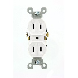 Leviton 223-W 15 Amp, 125V, Duplex Receptacle, Residential Grade,...
