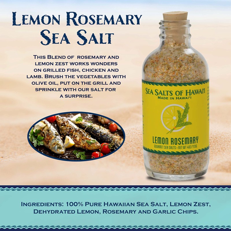 Sea Salts Of Hawaii Lemon Rosemary Flavored Hawaiian Sea Salt,