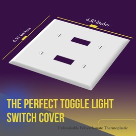 ENERLITES Toggle Light Switch Wall Plate, Gloss Finish, Size 2-Gang 4.50" x 4.57", Double Switch Cover, Unbreakable Polycarbonate Thermoplastic, 8812-W, White