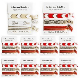 LADY&HOME Paquete de 10 corbatas para el pelo de la tribu de la despedida de soltera y novia, regalo para despedida de soltera, fiesta de novia, despedida de soltera, regalos de dama de honor (rojo vino)