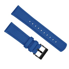 BARTON WATCH BANDS, 20mm Royal Blue Sailcloth Quick Release Premium Nylon Weave (Black Buckle)