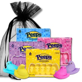 Peeps Chicks - Yellow, Blue, Lavender, & Pink - Gift Pack of 4, 10 Count Boxes By Lyza's Sweets & Treats
