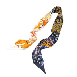 COtheSumay 100% Mulberry Silk Scarf for Handbags,Bags, and Purse，Hair Ribbon Skinny Neck Fashion Scarves for Women, Puss's Magic Beige, 35.5"×2" (90cmX5cm)