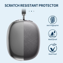 Fintie Case Cover for AirPods Max Headphones, Soft TPU Clear Anti-Scratch Protective Cover for AirPod Max, Transparent Accessories Skin Protector for Airpods Max Headphones (Clear Black)