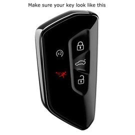 iJDMTOY Black Soft Silicone Key Fob Cover w/Red Stripe Compatible with Volkswagen MK8 Golf/GTI, Skoda Octavia with 3/4/5-Button Smart Key