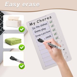 Magnetic Dry Erase Chore Chart for Kids Multiple Kids Checklist Board for ADHD, Daily Routine, Morning Routine with a Pen (My Chores)