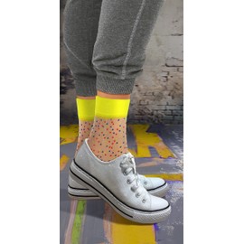 sesto senso Nylon Socks for Women, Girls, Pattern, 2 Pairs of Socks, Ultra Thin, White dots