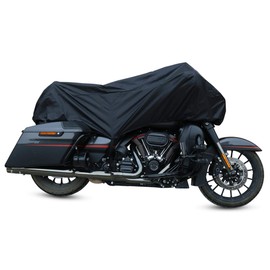 X AUTOHAUX Motorcycle Cover Lightweight Half Cover Outdoor Waterproof Rain Dust Protector Black L Fits Most Sport Adventure Touring Cruiser Dress Touring