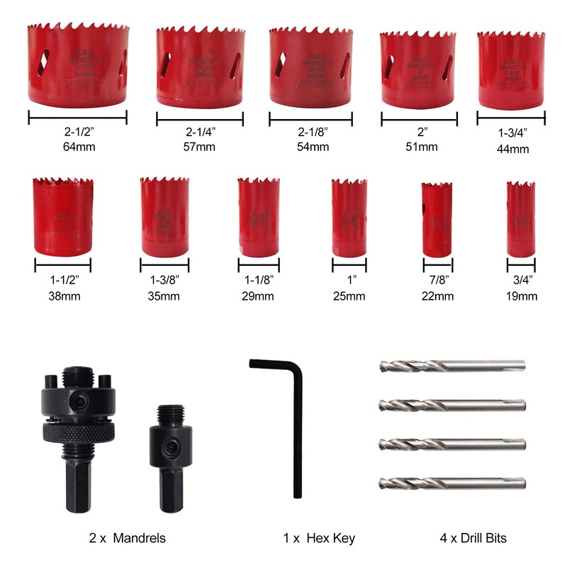 FEWELL 16PCS M42 Bi-Metal Hole Saw Kit with 8% Cobalt,