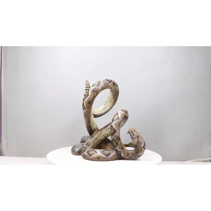 Rustic Western Coiled Diamondback Rattlesnake Snake Wine Bottle Holder Figurine