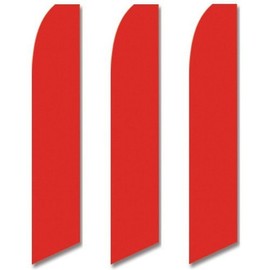 3 (three) Pack Tall Swooper Flags Bright Candy Red Solid Plain Color
