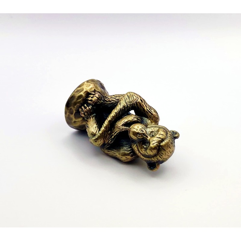Lamp Finial-Thinking Monkey-Antique Brass Finish, Highly Detailed Metal Casting