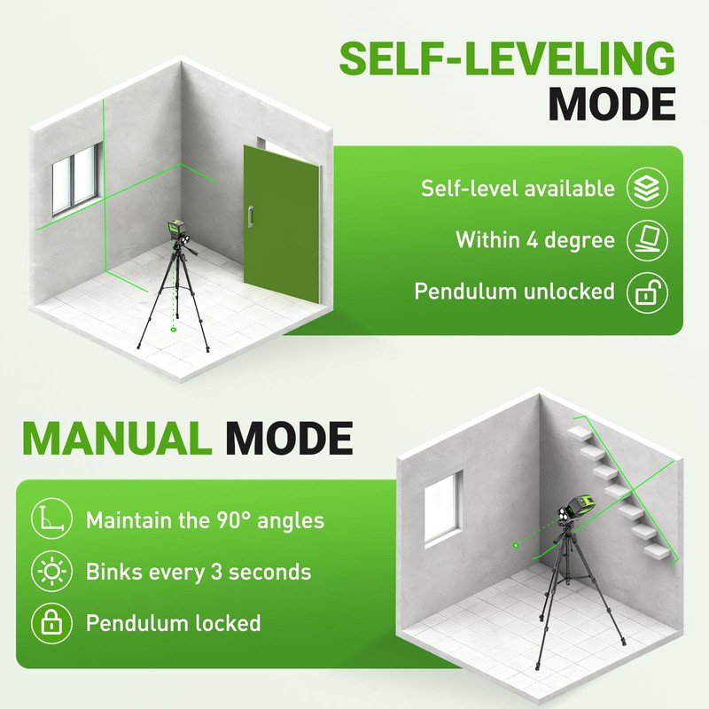 HUEPAR 2 Point and Cross Line Self Leveling Laser Alignment
