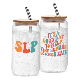 JOSTTER Speech Language Pathologist Gifts for Women, SLP Appreciation Cup, Retro Glass Can for Teacher, Therapist, Graduation, Thank You Gift, SLP Ice Coffee Cup
