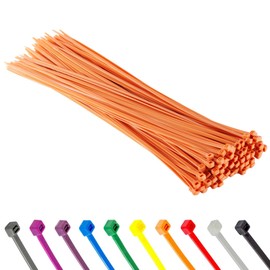 Pack of 100 Cable Ties, Cable Ties UV Resistant, Nylon, Various Sizes, Super Durable, Self-Locking Cable Ties (Orange, 100 Pieces x 100 mm)