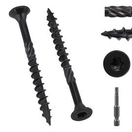 50 Pack #10 x 2-1/2" Black Deck Screws Wood Screws with Star/Torx Drive, Rust Resistant Epoxy Coated, Heavy Duty Structural Wood Screws with Quick Self Tapping Point, Torx Bit Included