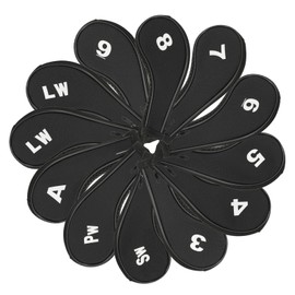 PATIKIL Golf Club Head Cover, 12 Pcs Number Golf Club Irons Covers Neoprene Driver Headcover Golf Lovers Gifts for Men Women, Black