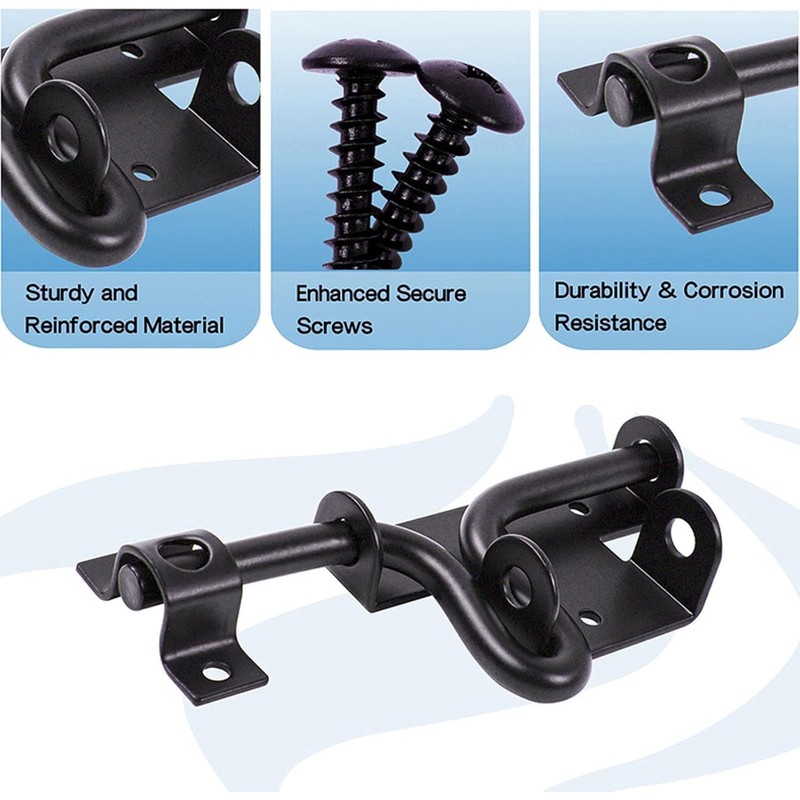 2Packs Heavy-Duty Slide Bolt Gate-Latch - Black Gate Latch