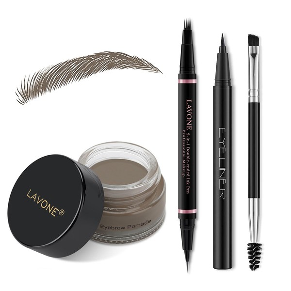 LAVONE Eyebrow Pencil Makeup Kit, with Waterproof 2-IN-1 Microblading Eyebrow