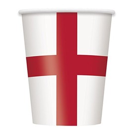 Unique Party 47776 - 9oz St George's Cross England Paper Cups, Pack of 8