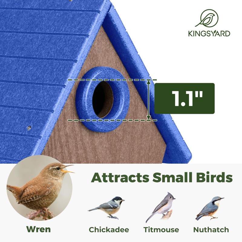 Kingsyard Recycled Plastic Bird House for Outdoors - Hanging Nesting