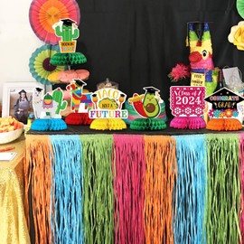Distaratie Mexican Graduation Table Centerpieces Class of 2024 Mexico Graduation Fiesta Party Decorations Congrats Grad Photo Props Honeycomb Table Toppers Grad Party Supplies-8 Pack