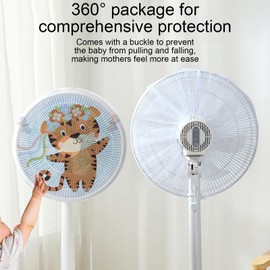 Fan Protection Cover - Cute Tiger Pattern Electric Fan Guard,Household Fan Cover for Child Safety, Finger Safety Mesh for Round Fan, Protective Cover