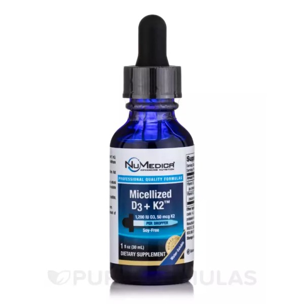 NuMedica Micellized D3 + K2 Drops, 1 Fl. Oz. (30mL),