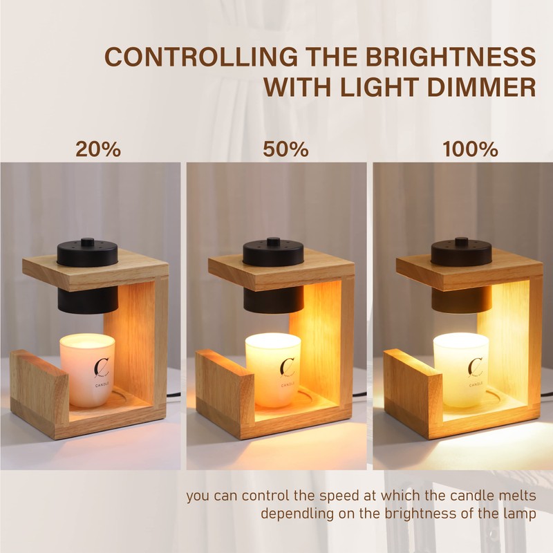 AIKUT Candle Warmer Lamp, with 2 Bulbs,Timer & Dimmer,Simple Natural