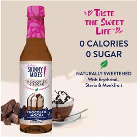 Jordan's Skinny Mixes Syrups Sugar Free Syrup, Chocolate Mocha Syrup, 12.7 oz, Zero Sugar and Zero Calorie Flavoring for Coffee, Protein Shake, Cocktail or Mocktail Drinks and More, Naturally Sweetened Line