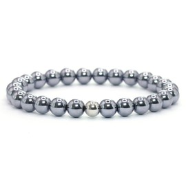 Terahertz Armband mit 6mm Perlen - verschiedene Längen - Heilstein Schutzstein Talisman Glücksbringer Geschenk (Terahertz, 14CM)