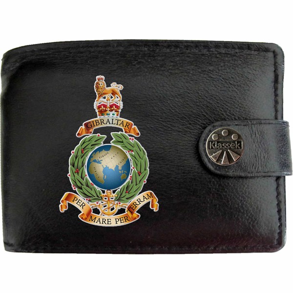 Klassek Royal Marines Image Men Wallet Real Leather Cap Badge